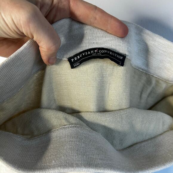 Peruvian Connection Cotton Knit Midi Skirt Women's Small Cream Side Slit - Picture 6 of 8